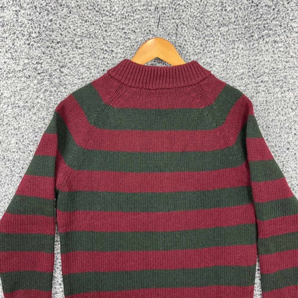 Boston Traders Sweater Mens XL Red Green Stripe Wool Blend Henley Mock Neck XL - Picture 7 of 11